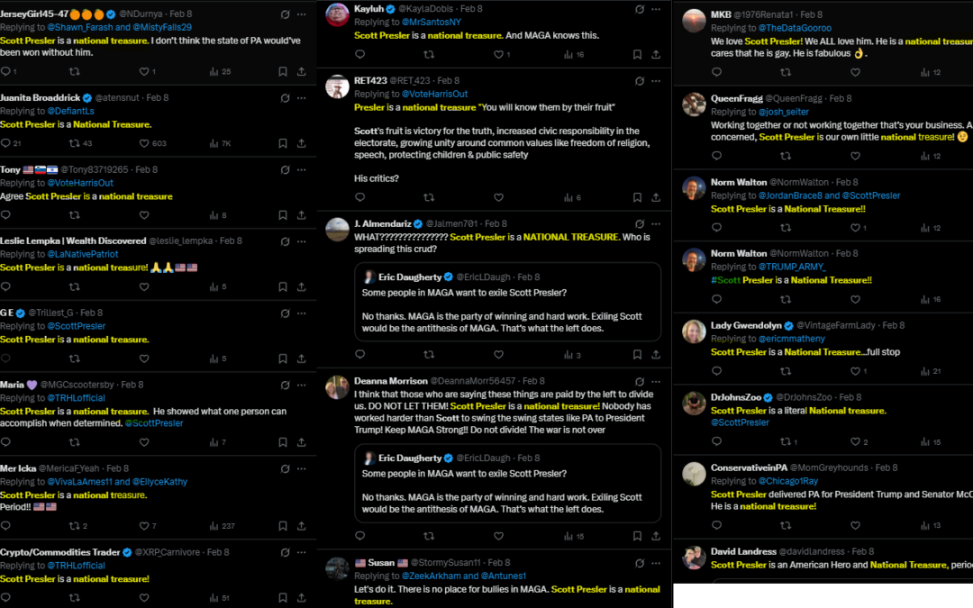 Scott Presler Exposed Using BOTs, Paid Influencers, or Gov. Intelligence for X Platform Manipulation