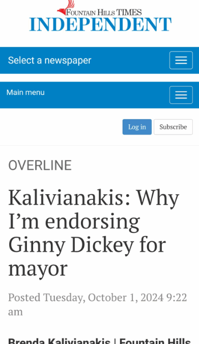 BREAKING: Here is the “Republican” Vice-Mayor Brenda Kalivianakis and Council member of Fountain Hills Allegedly Born a Man and Trans Endorsing the Democrat Candidate for Mayor