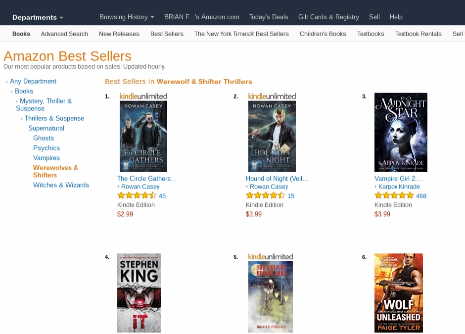 Ranked #5 in Werewolf & Shifter Thrillers & #10 in Werewolves & Shifter Suspense on Amazon